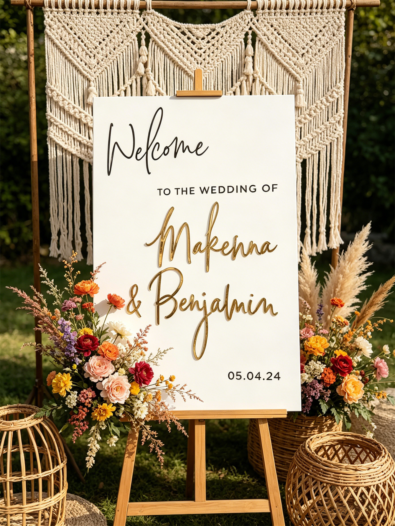 Wedding Welcome Sign - Personalized acrylic wedding welcome sign, modern and fashionable decoration of the wedding entrance. Welcome to our wedding sign